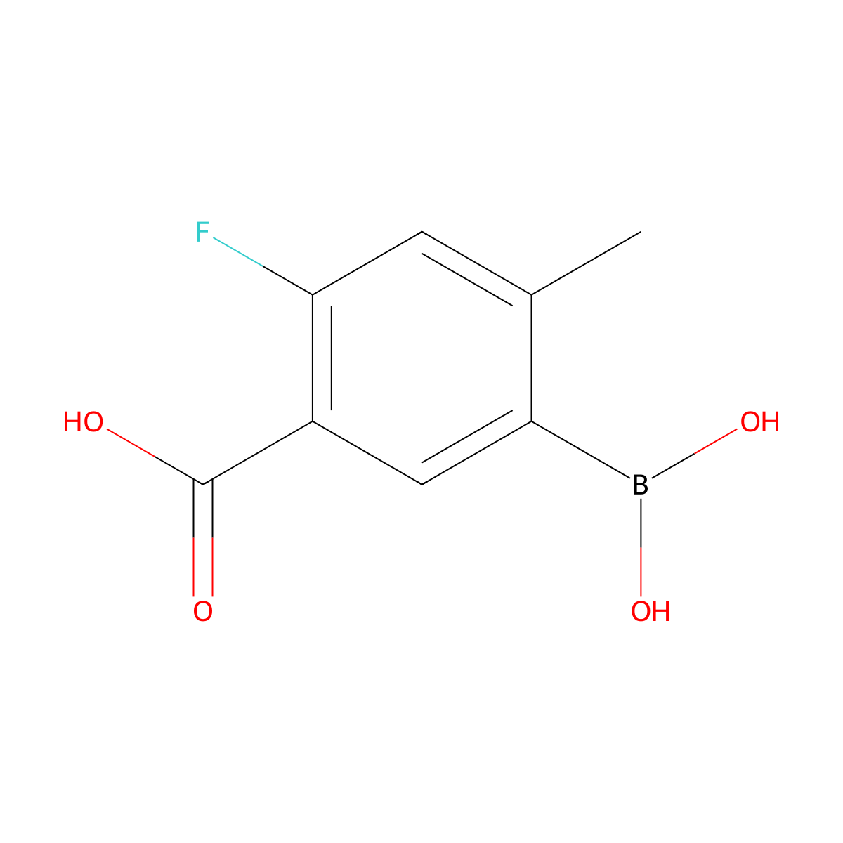 5-Borono-2-fluoro-4-methylbenzoic acid molecular structure, CAS 1952356-90-9