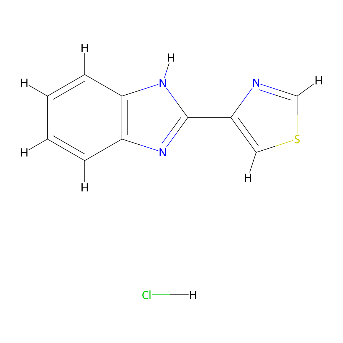 1H-Benzimidazole, 2-(4-thiazolyl)-, hydrochloride (1:?) molecular structure, CAS 19525-20-3