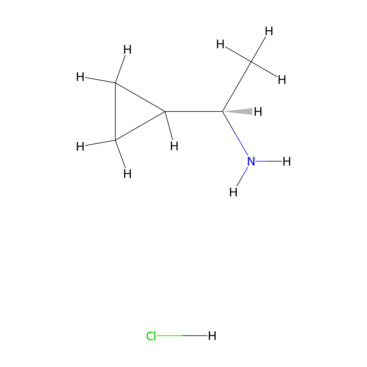 (1R)-1-cyclopropylethan-1-amine hydrochloride molecular structure, CAS 195252-68-7