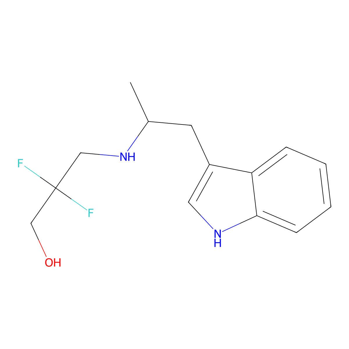 (R)-3-((1-(1H-Indol-3-yl)propan-2-yl)amino)-2,2-difluoropropan-1-ol molecular structure, CAS 1953133-35-1