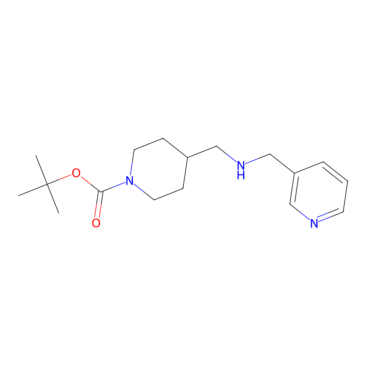 tert-Butyl 4-(((pyridin-3-ylmethyl)amino)methyl)piperidine-1-carboxylate molecular structure, CAS 195314-75-1