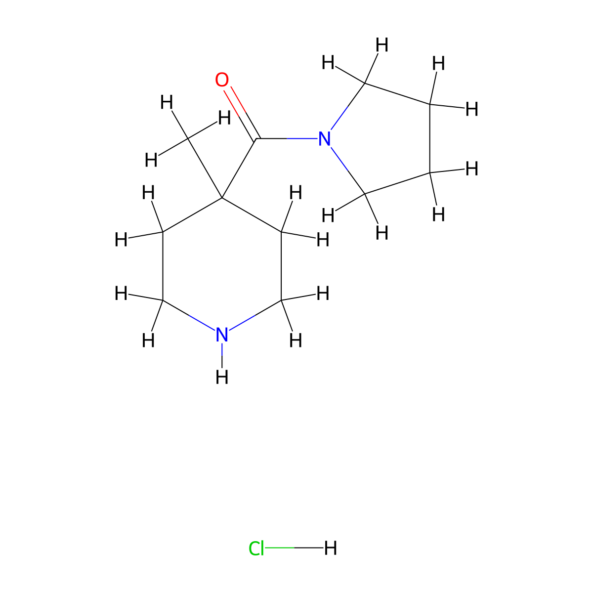 (4-Methylpiperidin-4-yl)(pyrrolidin-1-yl)methanone hydrochloride molecular structure, CAS 1953185-01-7