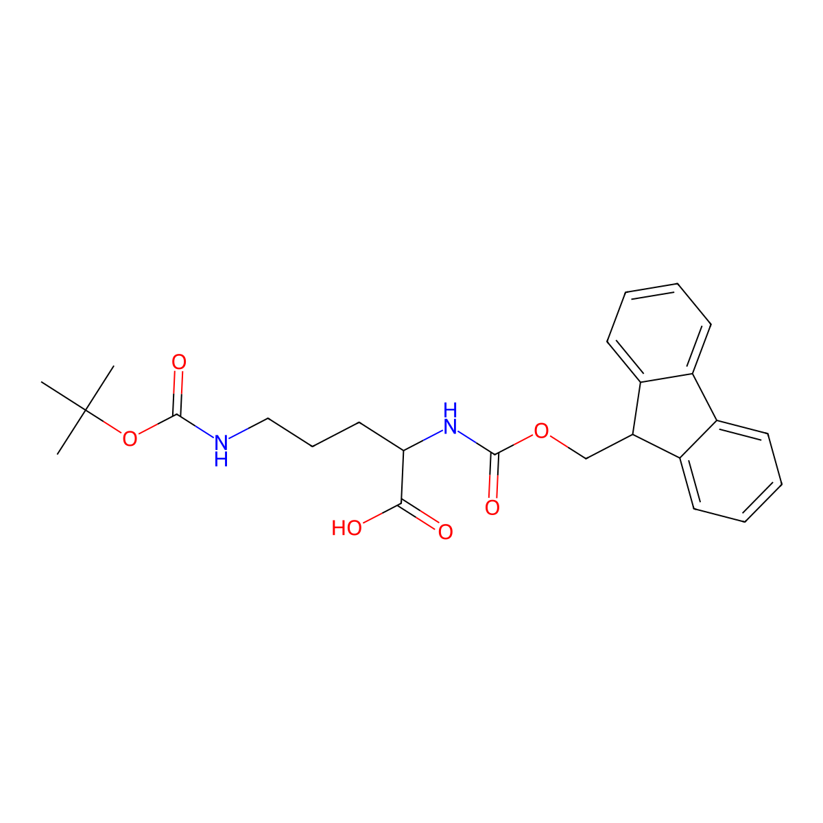 5-{[(tert-butoxy)carbonyl]amino}-2-({[(9H-fluoren-9-yl)methoxy]carbonyl}amino)pentanoic acid molecular structure, CAS 195320-41-3