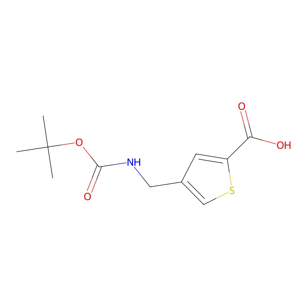 4-((((Tert-butoxy)carbonyl)amino)methyl)thiophene-2-carboxylic acid molecular structure, CAS 195322-21-5