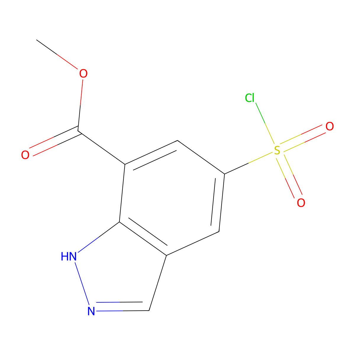 Methyl 5-(chlorosulfonyl)-1H-indazole-7-carboxylate molecular structure, CAS 1953227-22-9