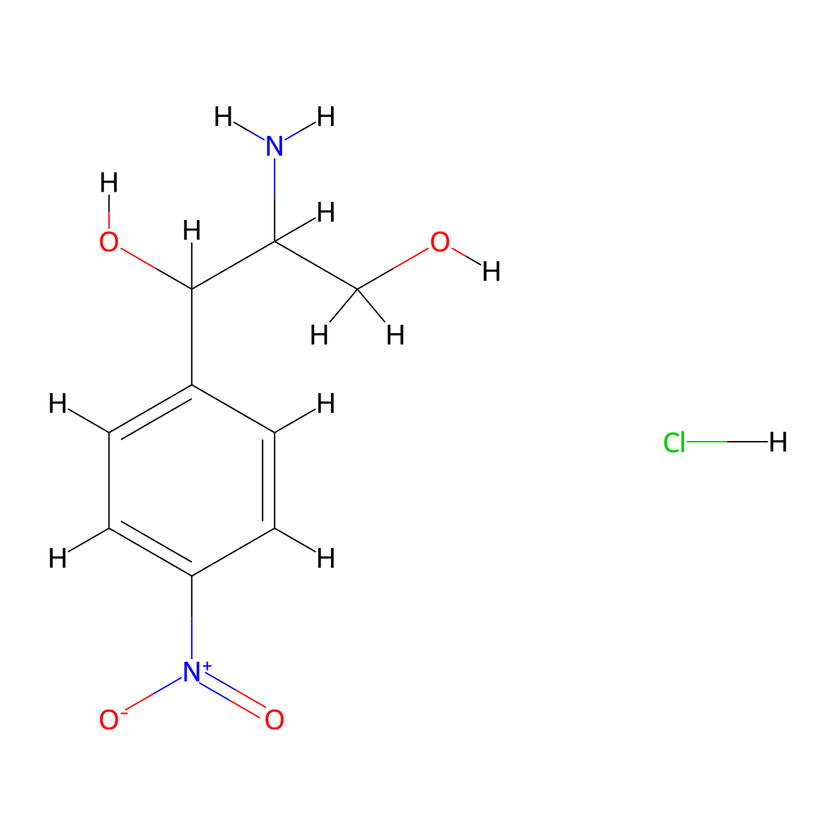 2-Amino-1-(4-nitrophenyl)-1,3-propanediol hydrochloride molecular structure, CAS 19534-26-0