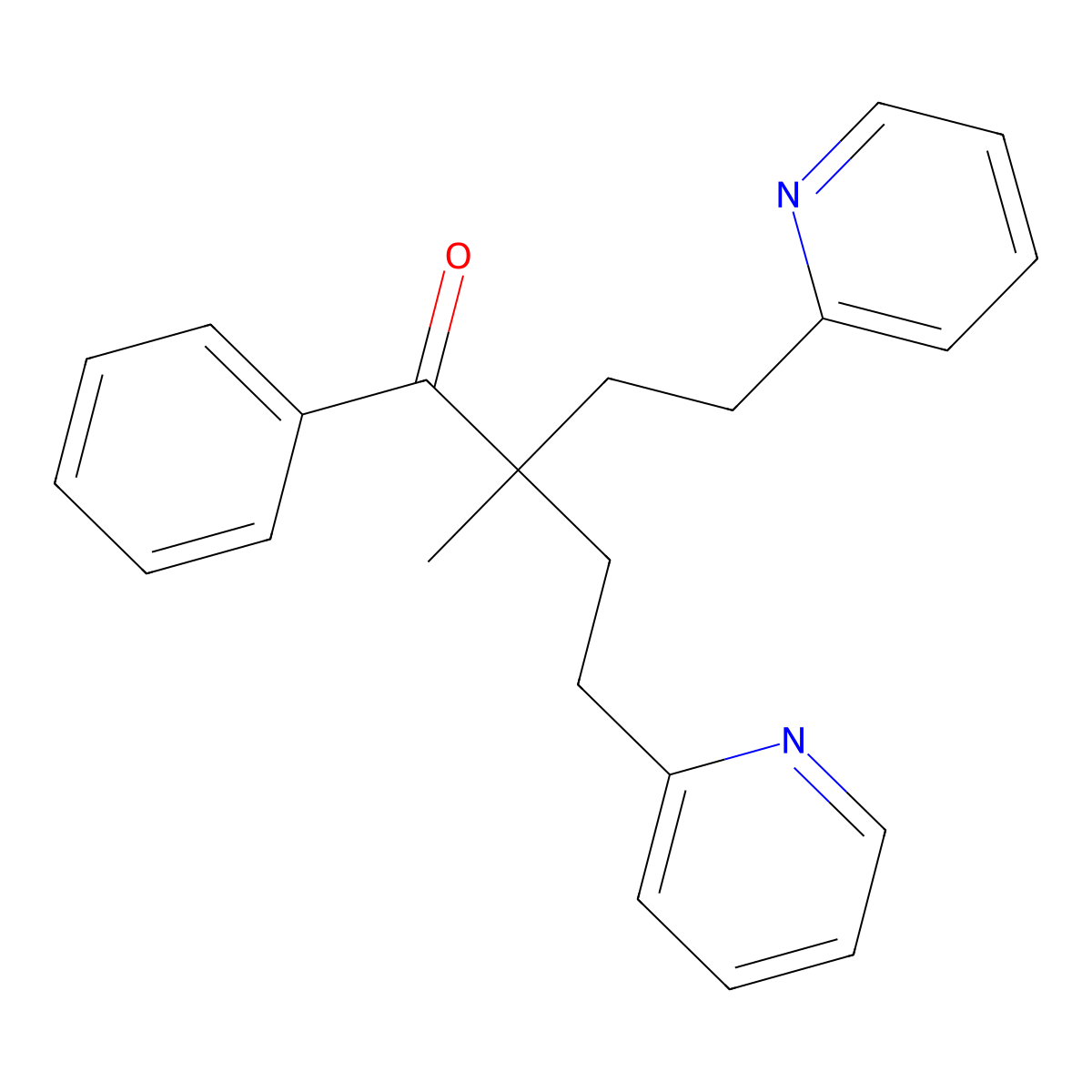 2-Methyl-1-phenyl-4-pyridin-2-yl-2-(2-pyridin-2-ylethyl)butan-1-one molecular structure, CAS 195371-52-9