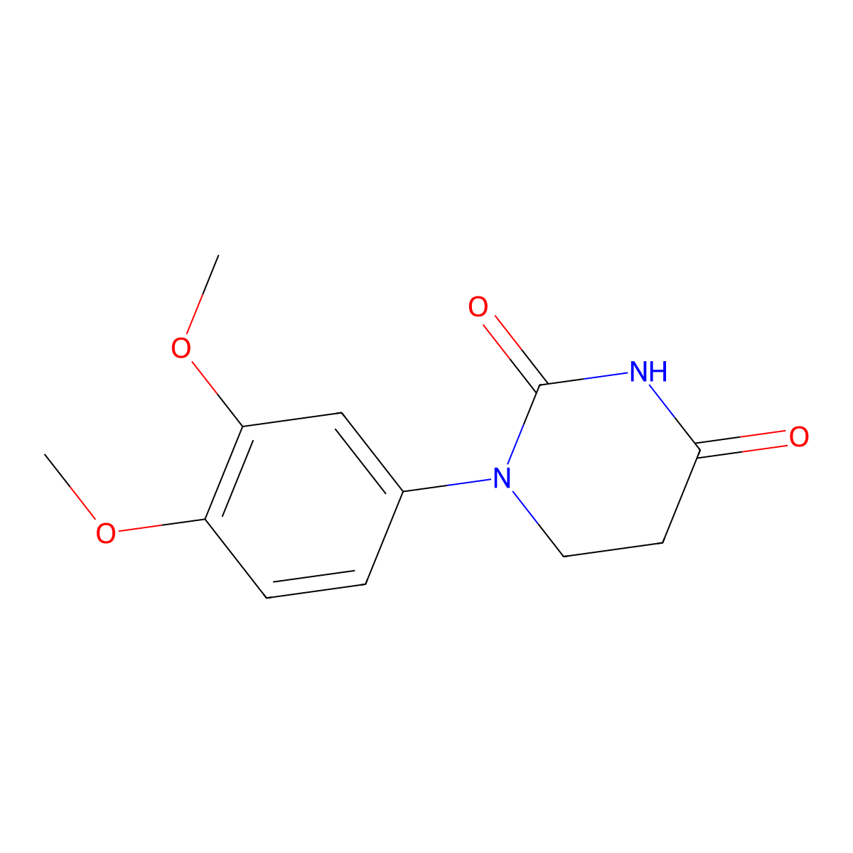 2,4(1H,3H)-Pyrimidinedione, 1-(3,4-dimethoxyphenyl)dihydro- molecular structure, CAS 195373-93-4