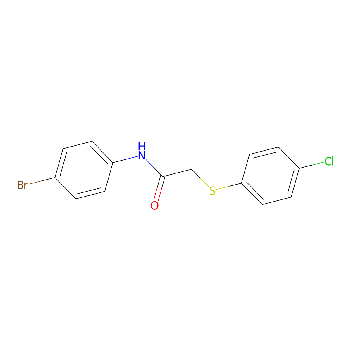 N-(4-bromophenyl)-2-[(4-chlorophenyl)sulfanyl]acetamide molecular structure, CAS 195383-25-6