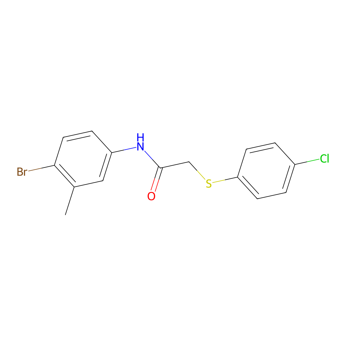 N-(4-bromo-3-methylphenyl)-2-[(4-chlorophenyl)sulfanyl]acetamide molecular structure, CAS 195383-27-8