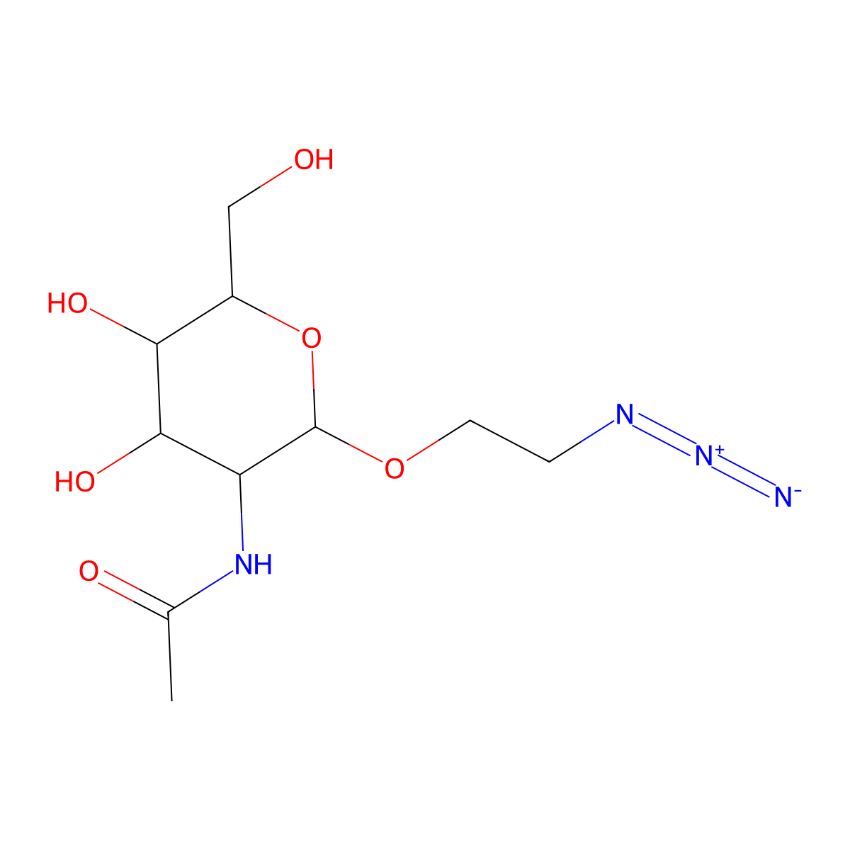 1-O-(2-Azidoethoxy)-2-acetamido-2deoxy-alpha-D-galactopyranoside molecular structure, CAS 195384-42-0