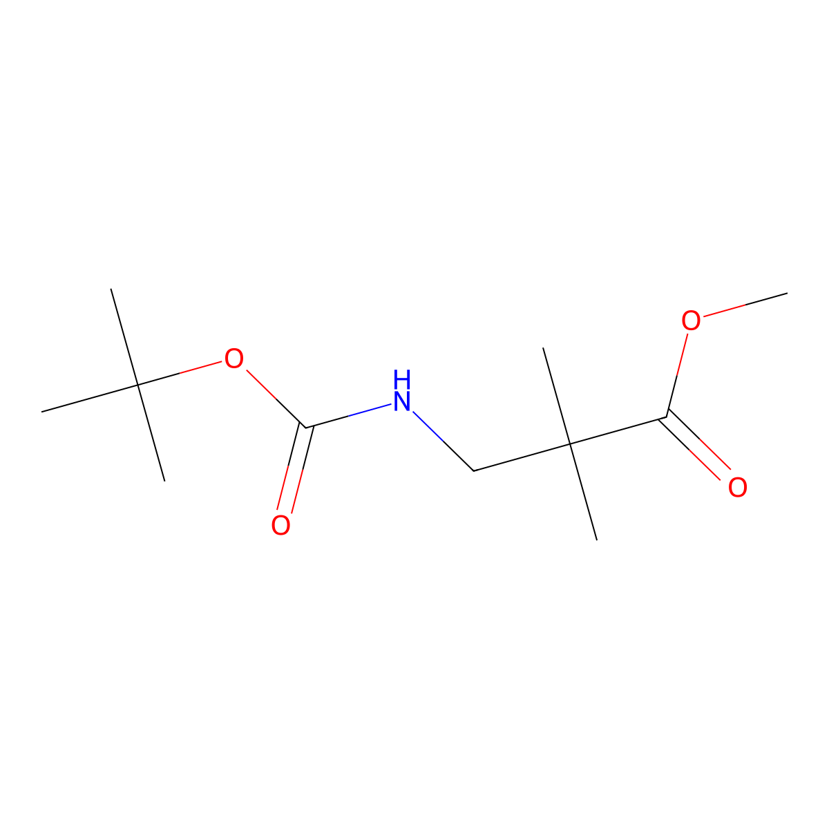 Methyl 3-((tert-butoxycarbonyl)amino)-2,2-dimethylpropanoate molecular structure, CAS 195387-08-7