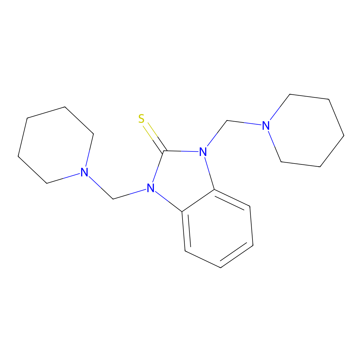 1,3-Bis(piperidin-1-ylmethyl)benzimidazole-2-thione molecular structure, CAS 19539-41-4