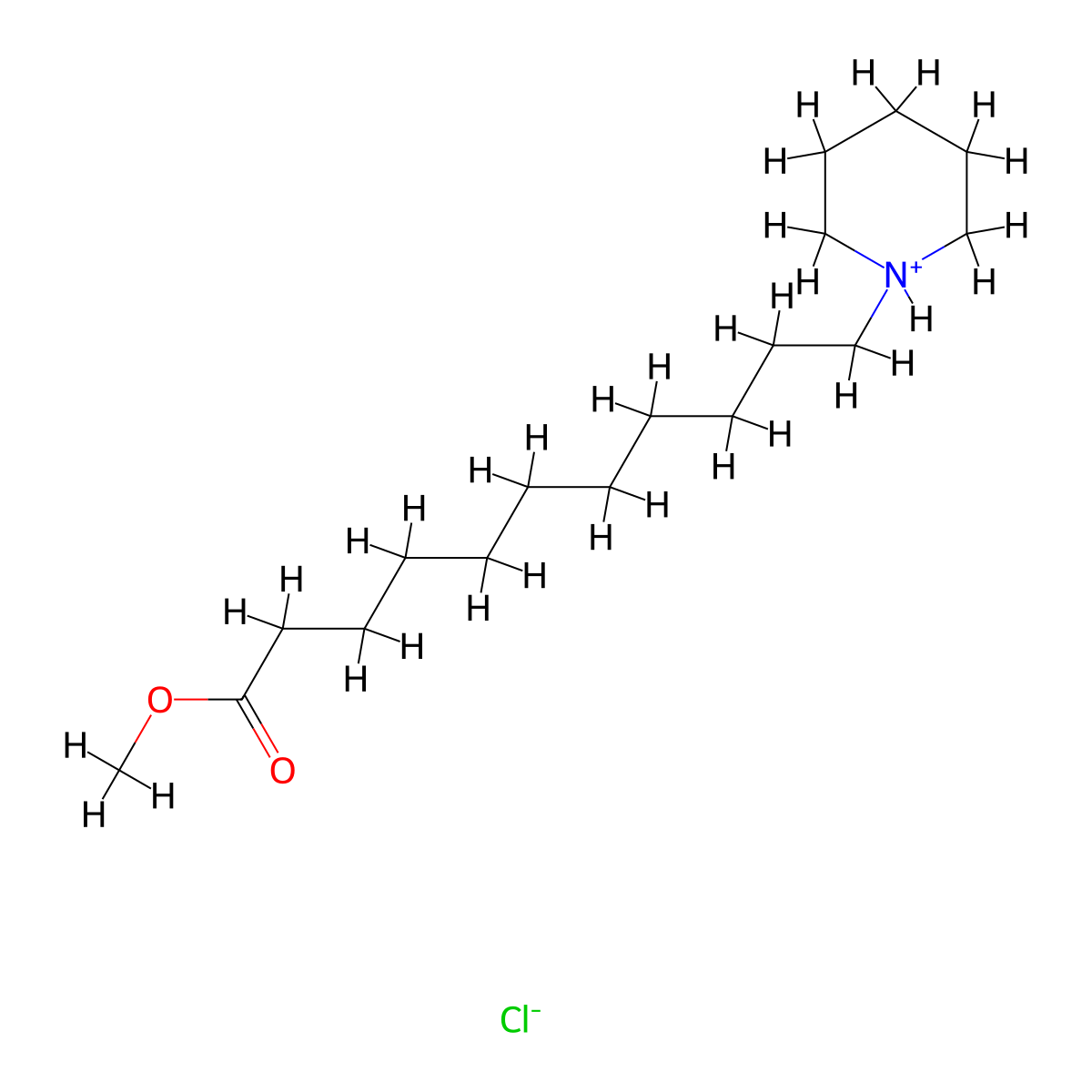 Methyl 11-piperidin-1-ium-1-ylundecanoate;chloride molecular structure, CAS 1954-63-8