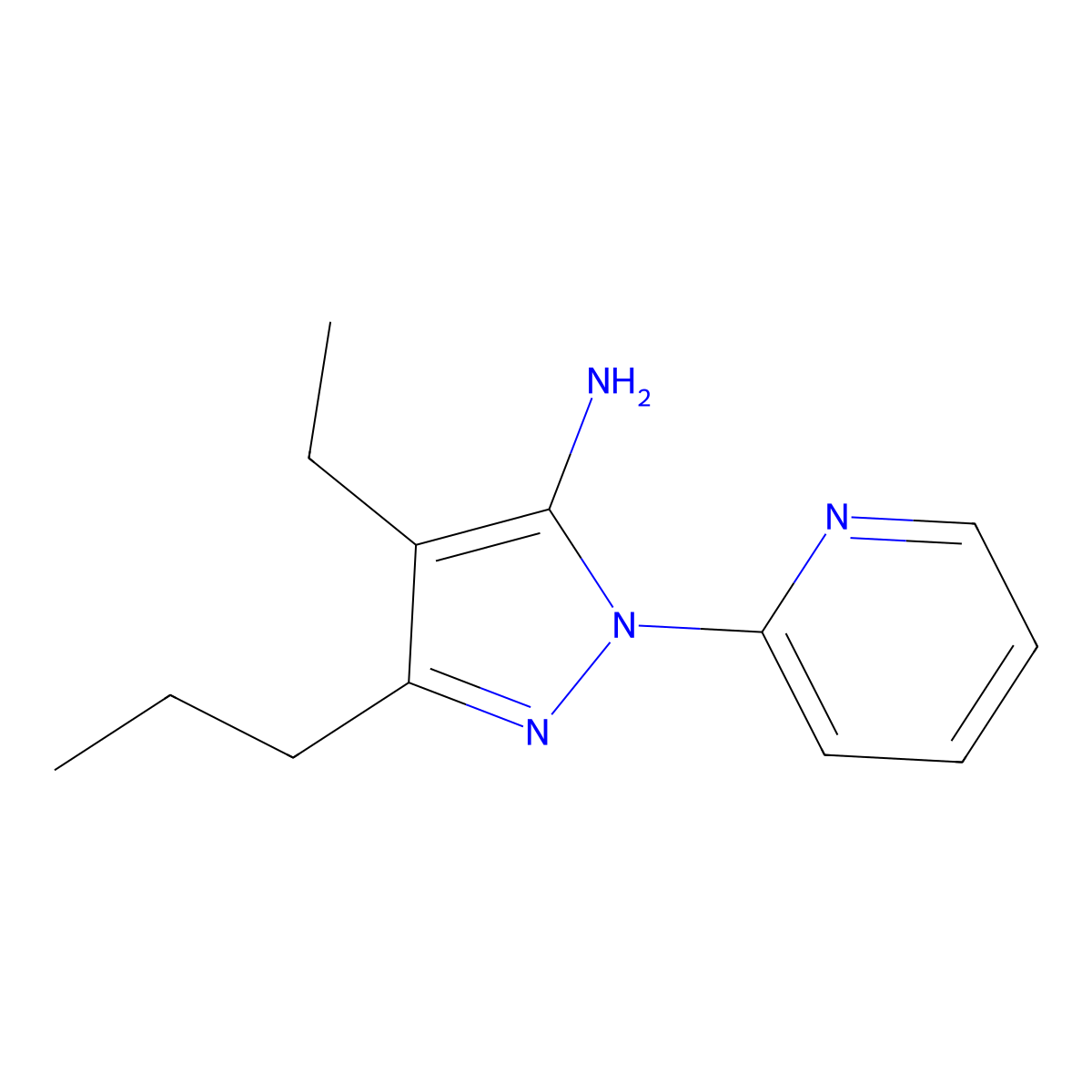 4-Ethyl-3-propyl-1-(pyridin-2-yl)-1H-pyrazol-5-amine molecular structure, CAS 19541-68-5