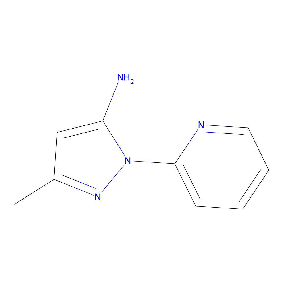 3-Methyl-1-(pyridin-2-yl)-1H-pyrazol-5-amine molecular structure, CAS 19541-96-9