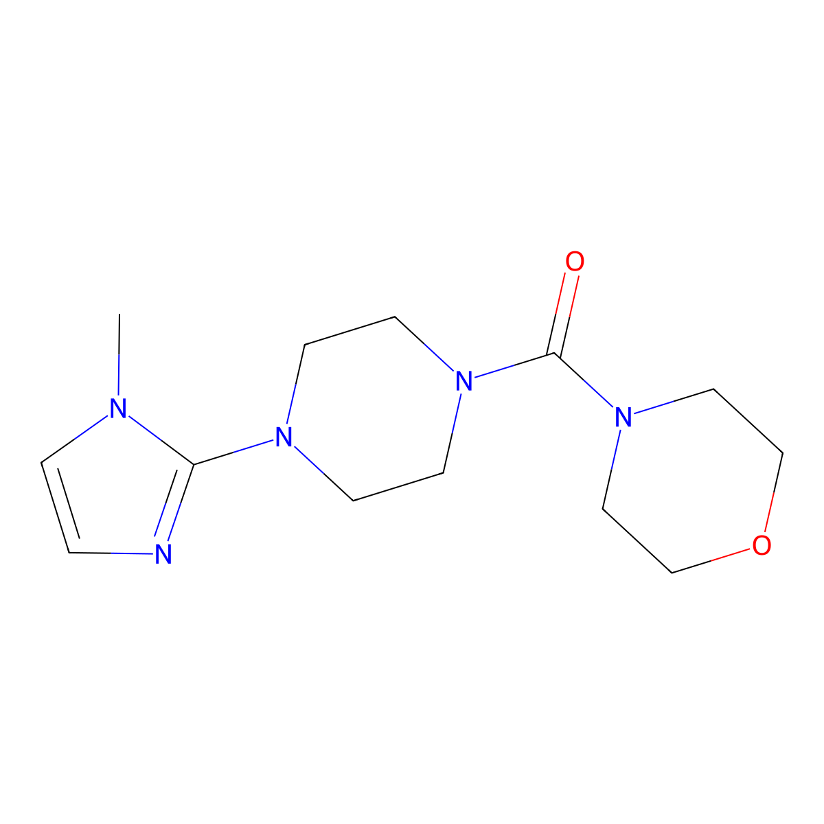 4-[4-(1-methyl-1H-imidazol-2-yl)piperazine-1-carbonyl]morpholine molecular structure, CAS 1954193-57-7