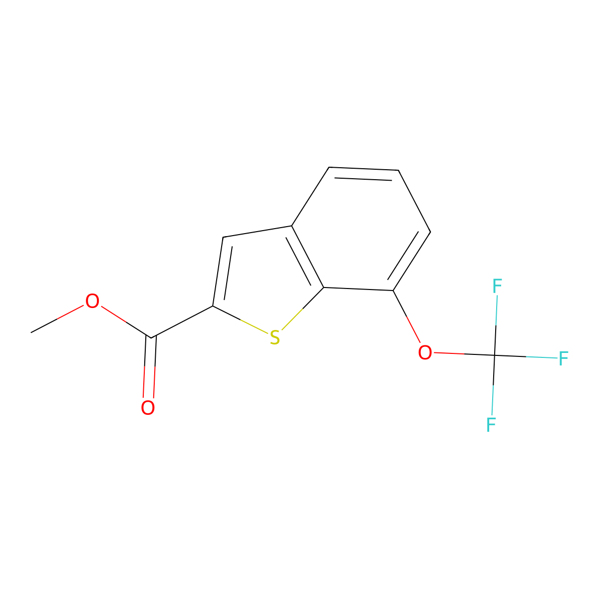 Benzo[b]thiophene-2-carboxylic acid, 7-(trifluoromethoxy)-, methyl ester molecular structure, CAS 1954362-82-3