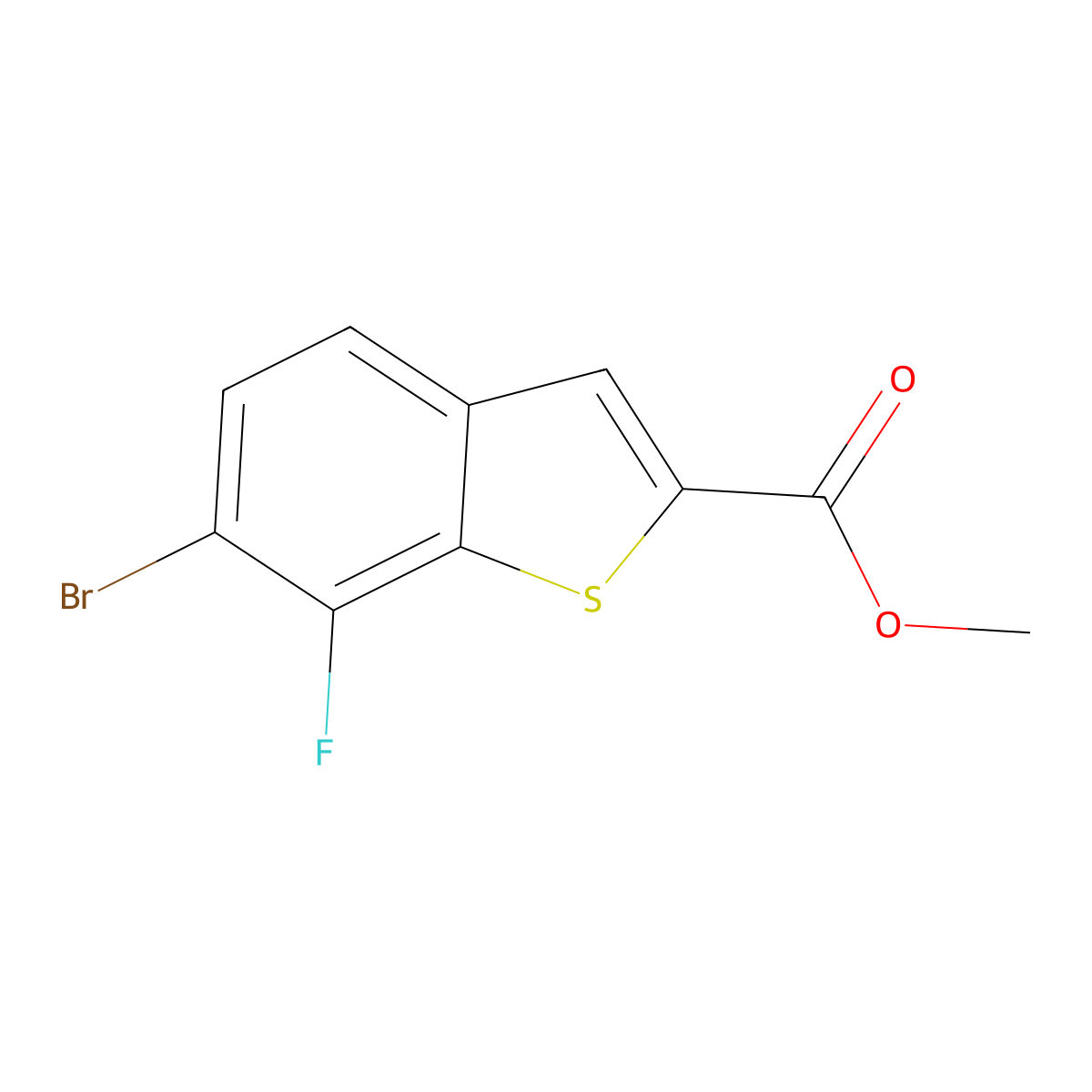 Methyl 6-bromo-7-fluoro-1-benzothiophene-2-carboxylate molecular structure, CAS 1954364-08-9