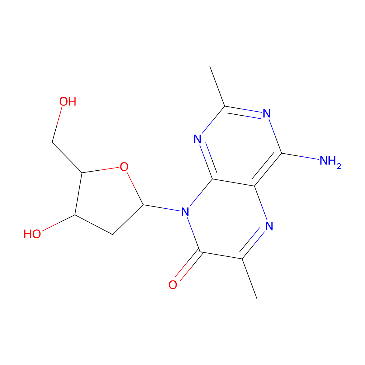 4-Amino-2,6-dimethyl-8-(2'-deoxy-beta-D-ribofuranosyl)-7(8H)-pteridone molecular structure, CAS 195442-56-9