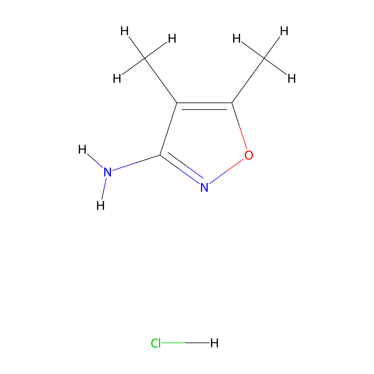 Dimethyl-1,2-oxazol-3-amine hydrochloride molecular structure, CAS 195447-71-3