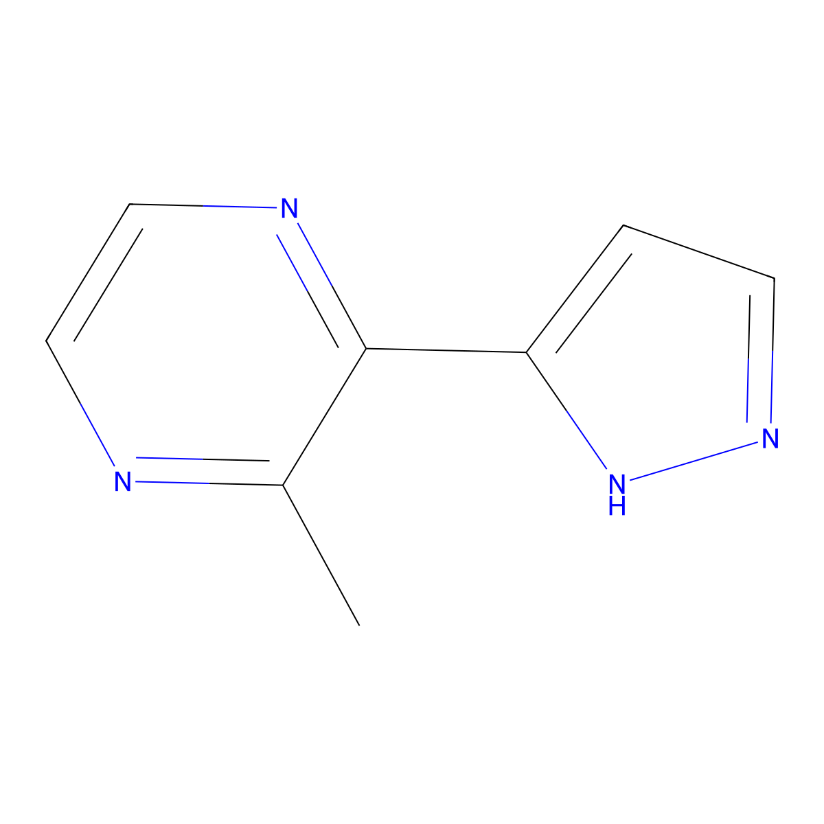 2-methyl-3-(1H-pyrazol-5-yl)pyrazine molecular structure, CAS 195447-81-5
