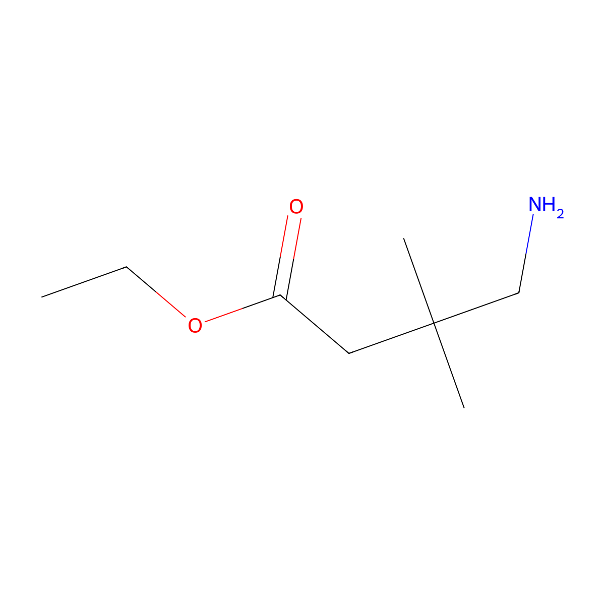 Ethyl 4-amino-3,3-dimethylbutanoate molecular structure, CAS 195447-82-6