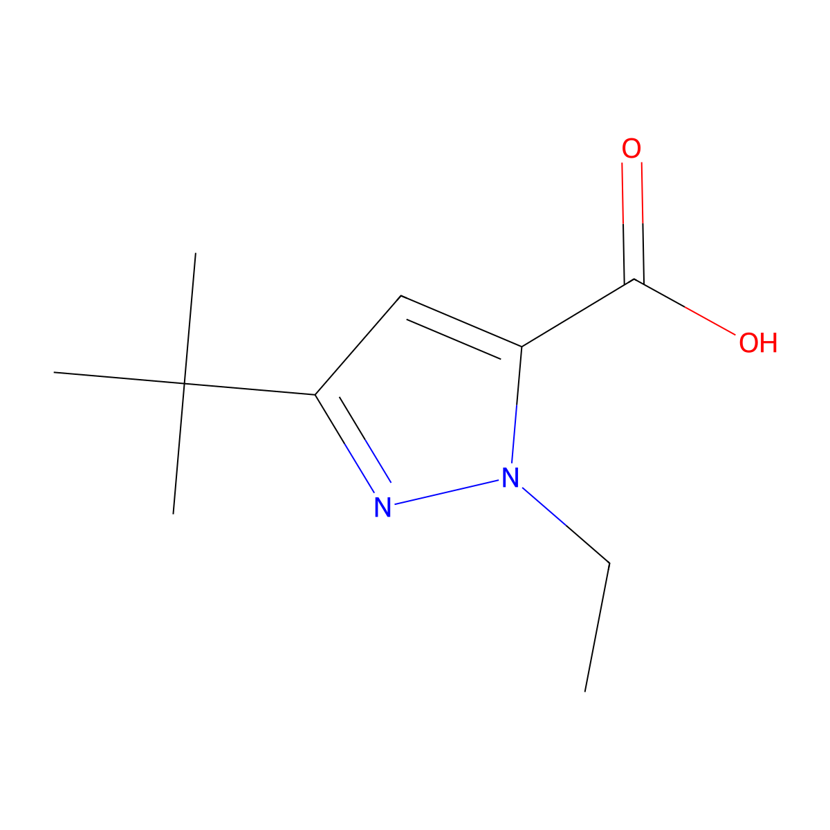 3-(Tert-butyl)-1-ethyl-1H-pyrazole-5-carboxylic acid molecular structure, CAS 195447-83-7