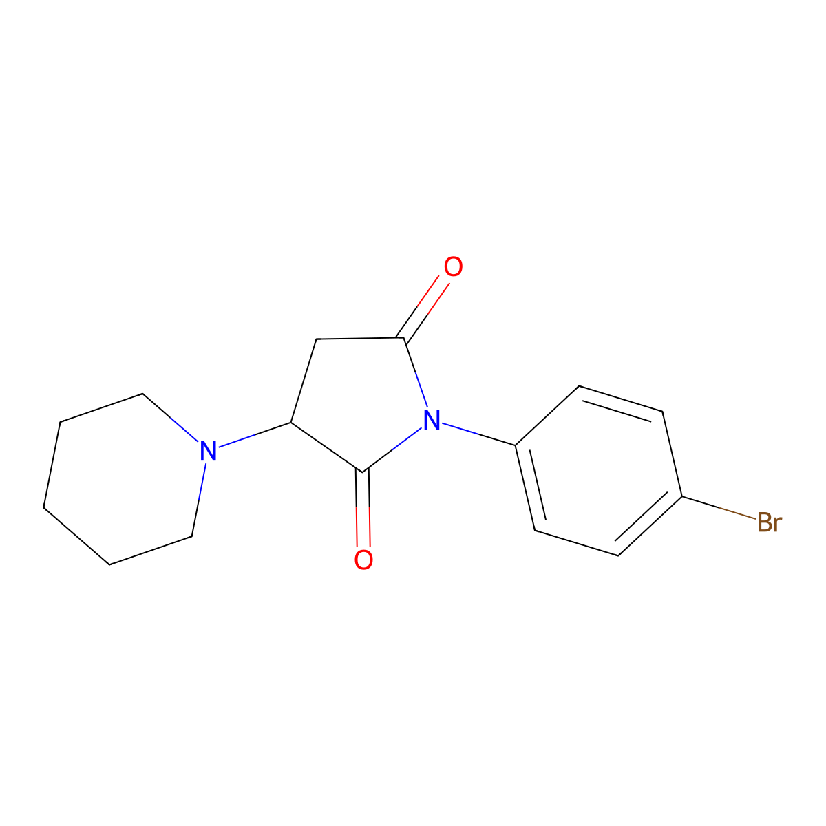 1-(4-Bromophenyl)-3-(piperidin-1-yl)pyrrolidine-2,5-dione molecular structure, CAS 195452-35-8