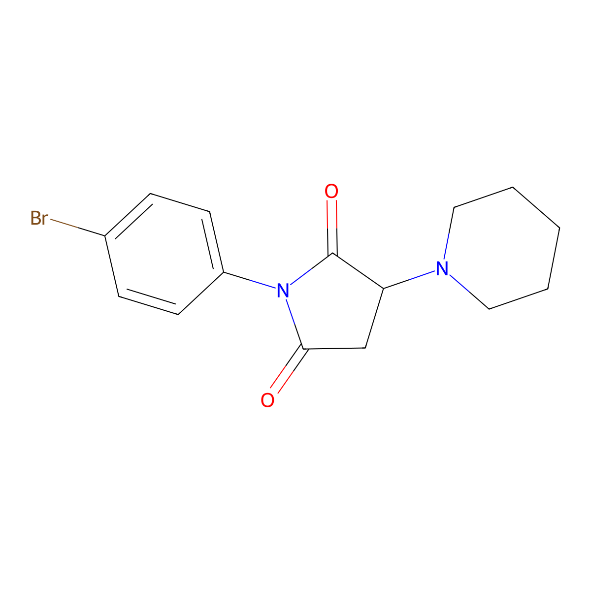 1-(4-Bromophenyl)-3-(piperidin-1-yl)pyrrolidine-2,5-dione molecular structure, CAS 195452-35-8