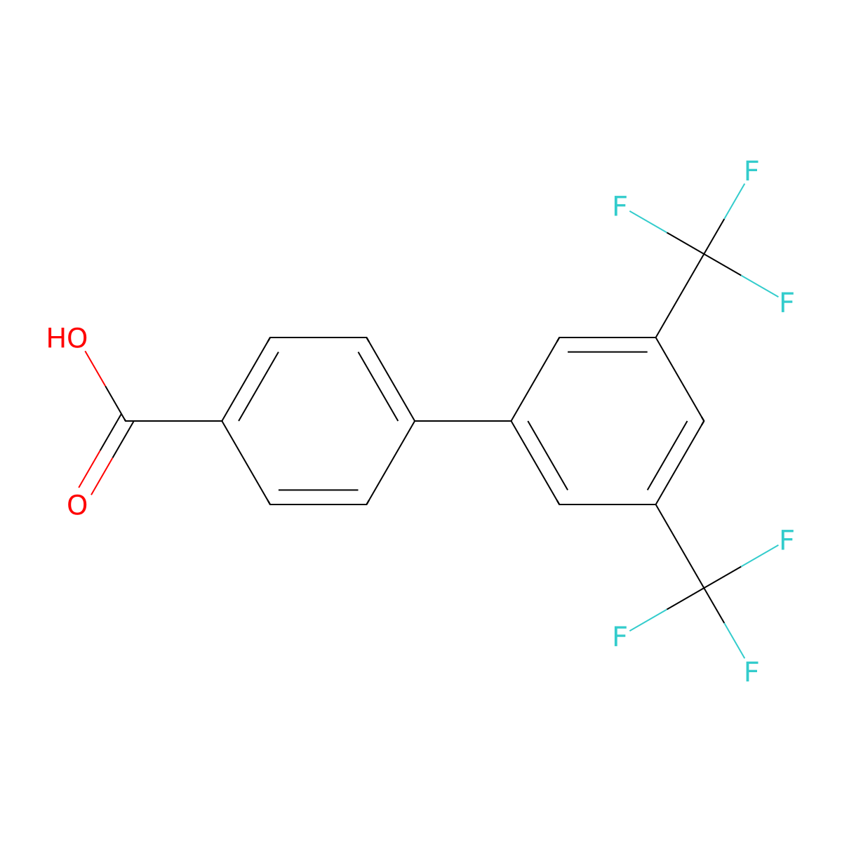 3',5'-Bis(trifluoromethyl)-[1,1'-biphenyl]-4-carboxylic acid molecular structure, CAS 195457-74-0