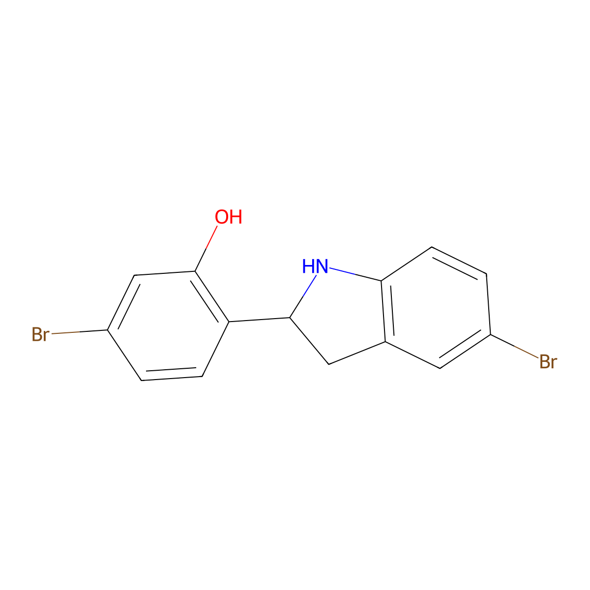 5-Bromo-2-(5-bromoindolin-2-yl)phenol molecular structure, CAS 1954693-13-0