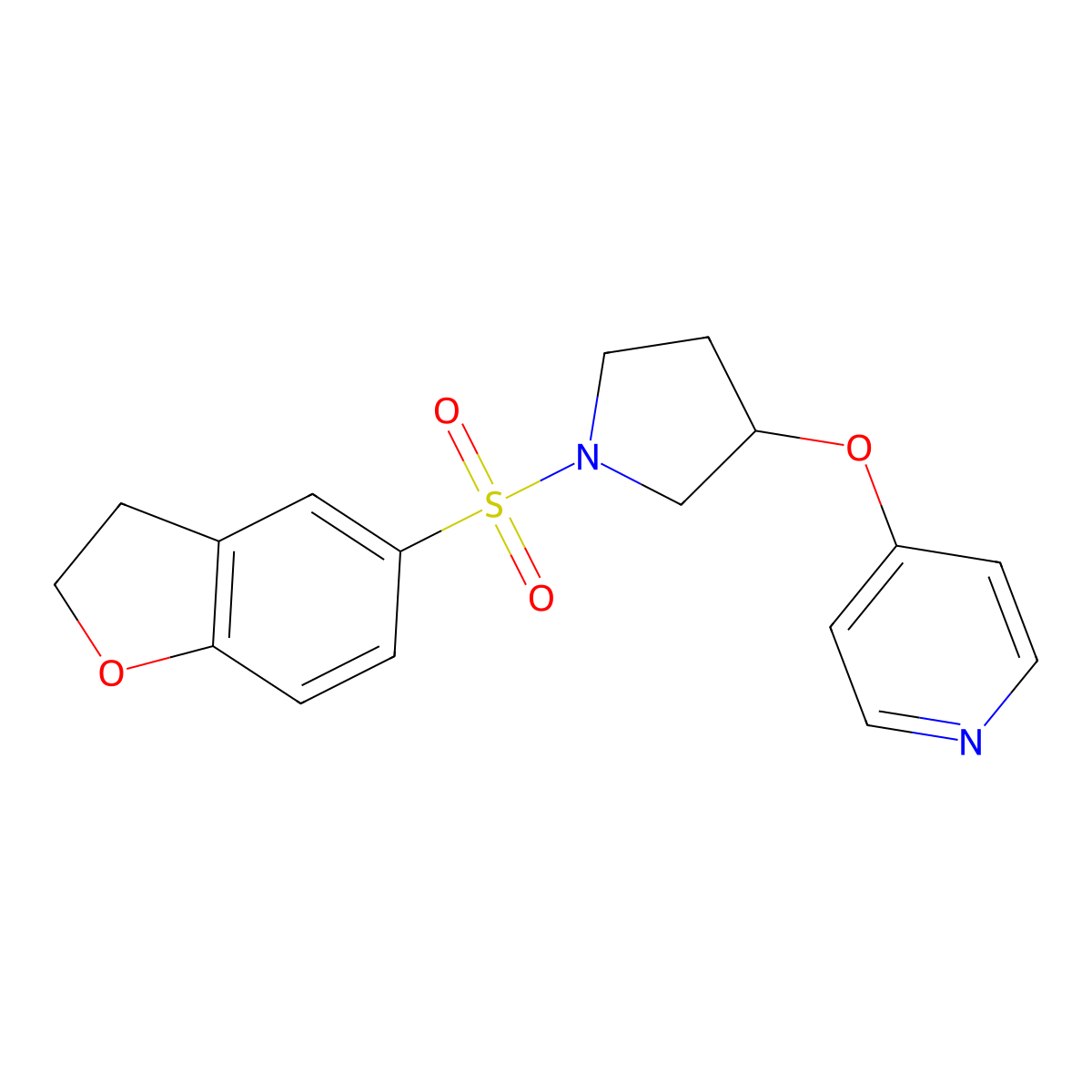 4-((1-((2,3-Dihydrobenzofuran-5-yl)sulfonyl)pyrrolidin-3-yl)oxy)pyridine molecular structure, CAS 1954762-52-7