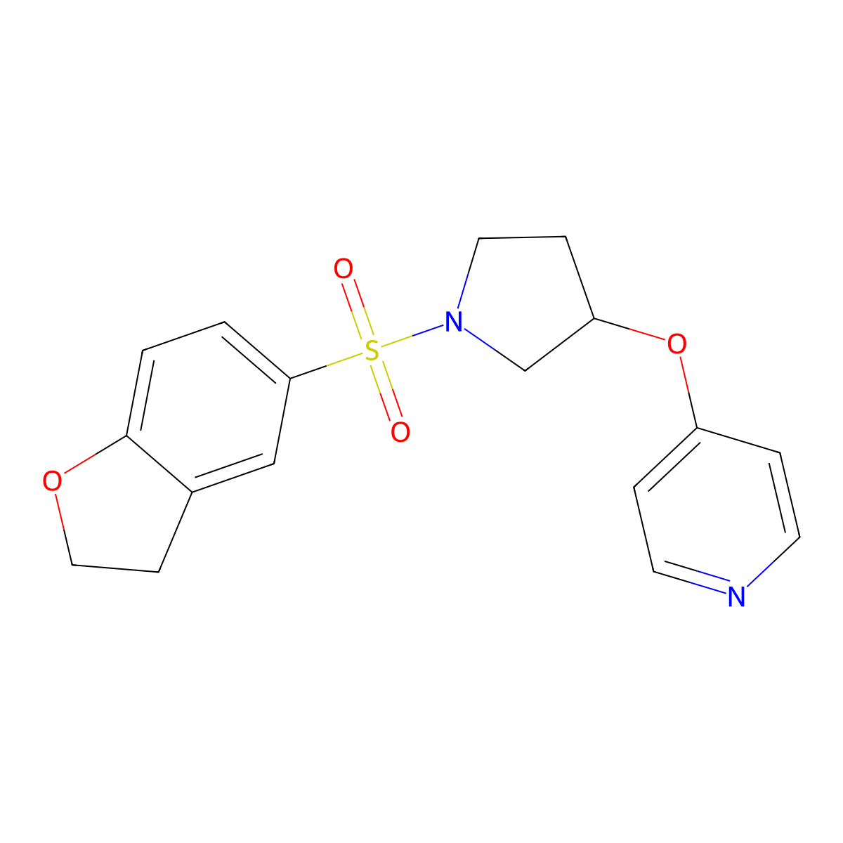 4-((1-((2,3-Dihydrobenzofuran-5-yl)sulfonyl)pyrrolidin-3-yl)oxy)pyridine molecular structure, CAS 1954762-52-7