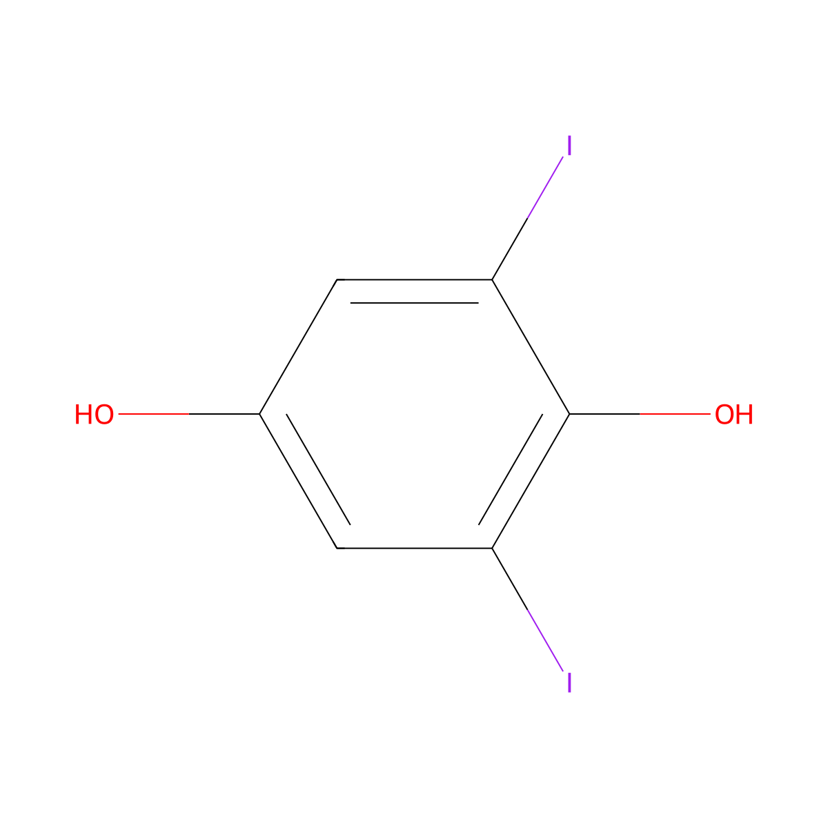 1,4-Benzenediol, 2,6-diiodo- molecular structure, CAS 1955-21-1