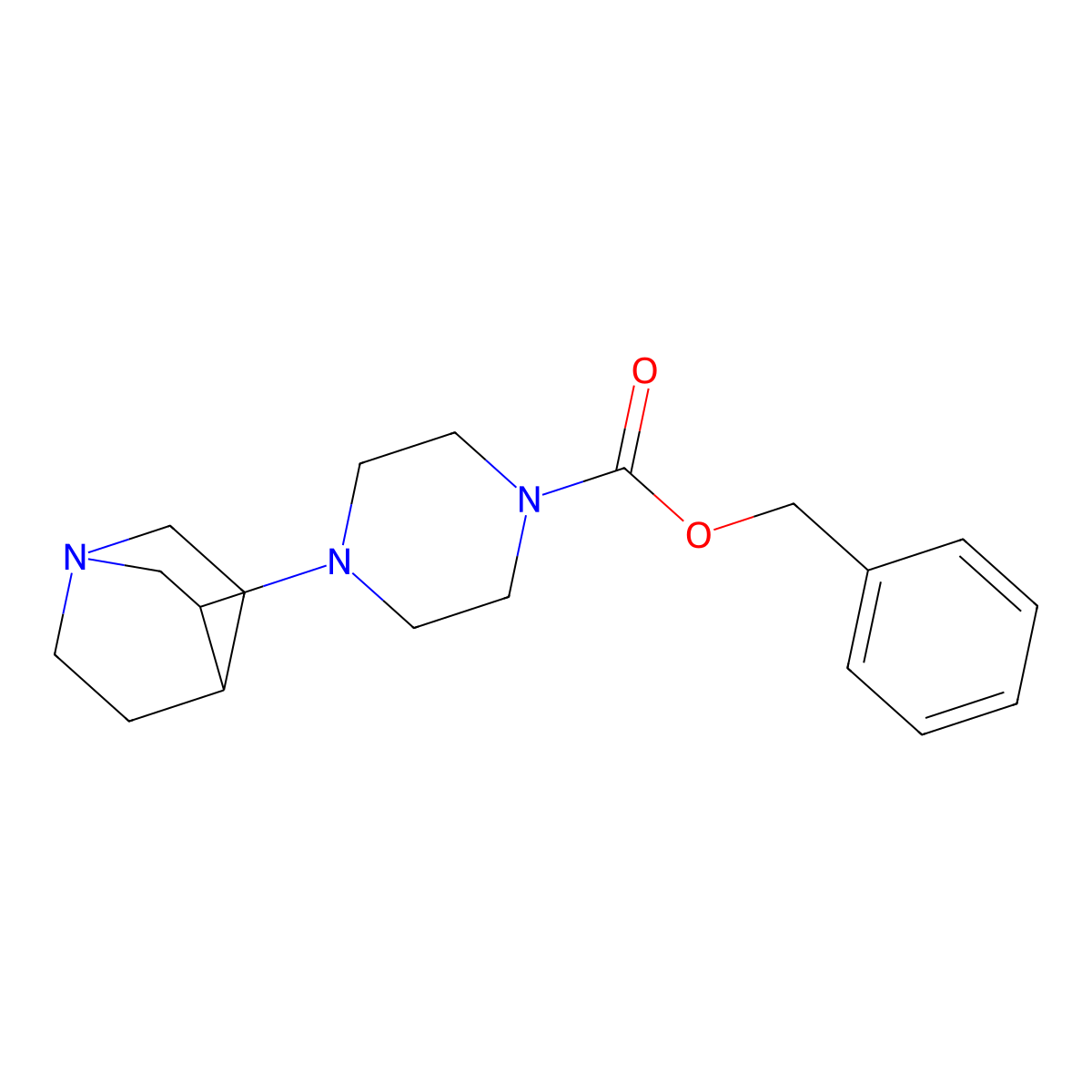 Phenylmethyl 4-(1-azabicyclo[2.2.2]oct-3-yl)-1-piperazinecarboxylate molecular structure, CAS 195504-09-7