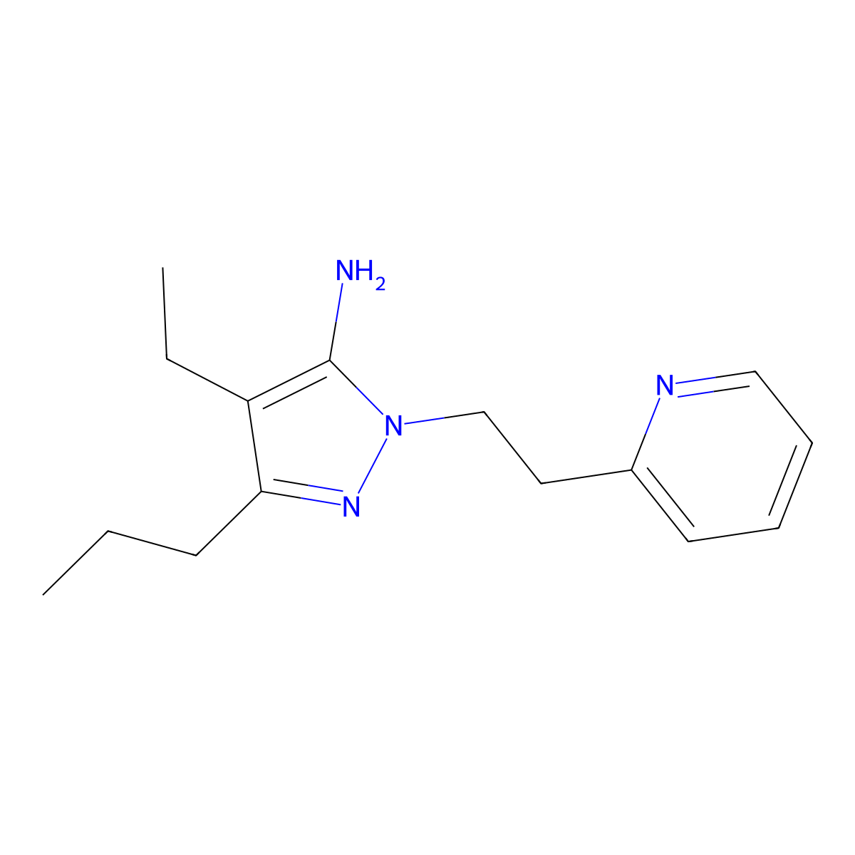 4-Ethyl-3-propyl-1-(2-(pyridin-2-yl)ethyl)-1H-pyrazol-5-amine molecular structure, CAS 19551-27-0