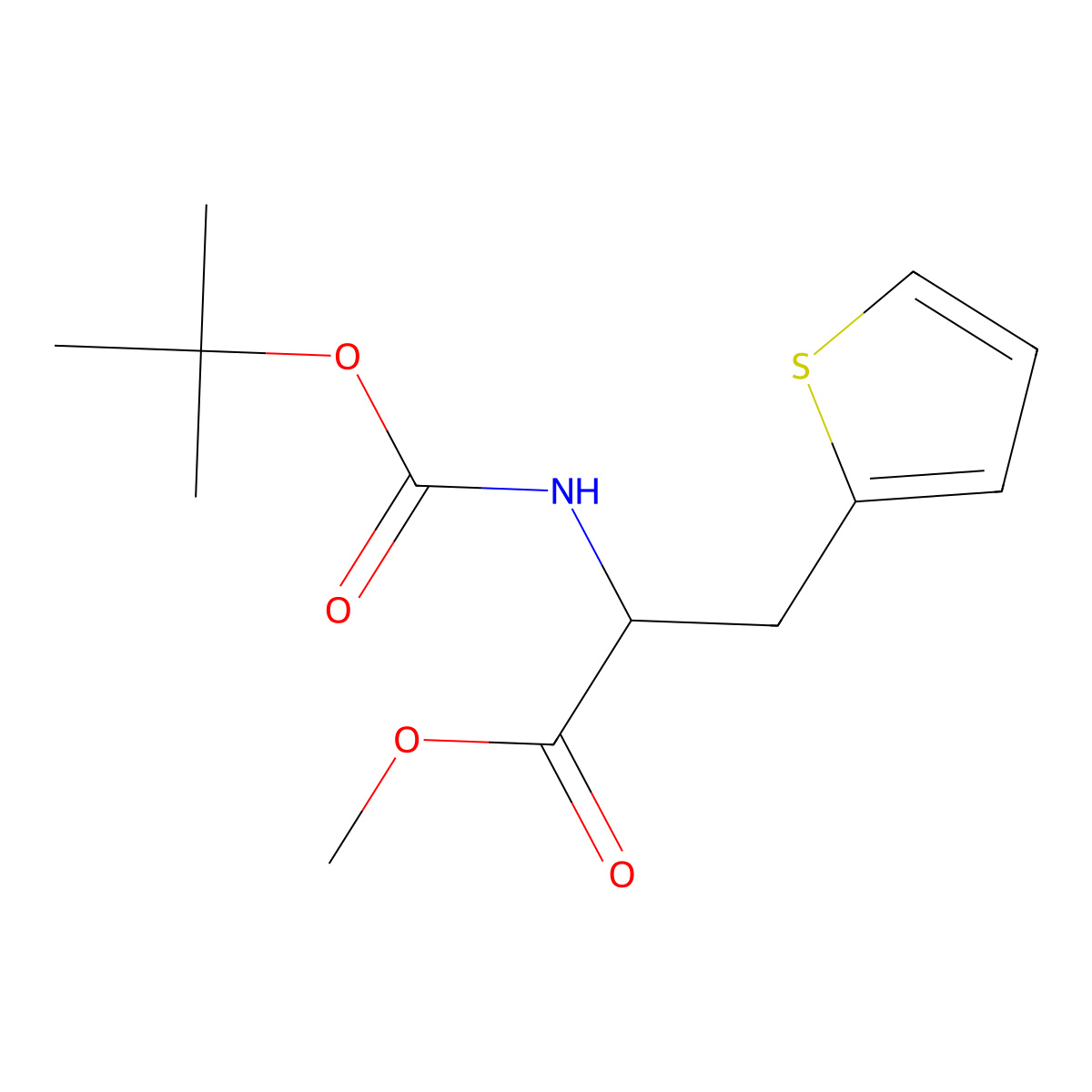 methyl (2S)-2-{[(tert-butoxy)carbonyl]amino}-3-(thiophen-2-yl)propanoate molecular structure, CAS 195510-15-7