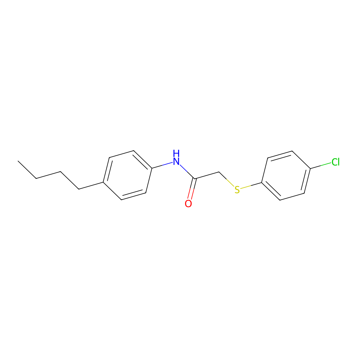 N-(4-butylphenyl)-2-[(4-chlorophenyl)sulfanyl]acetamide molecular structure, CAS 195512-01-7
