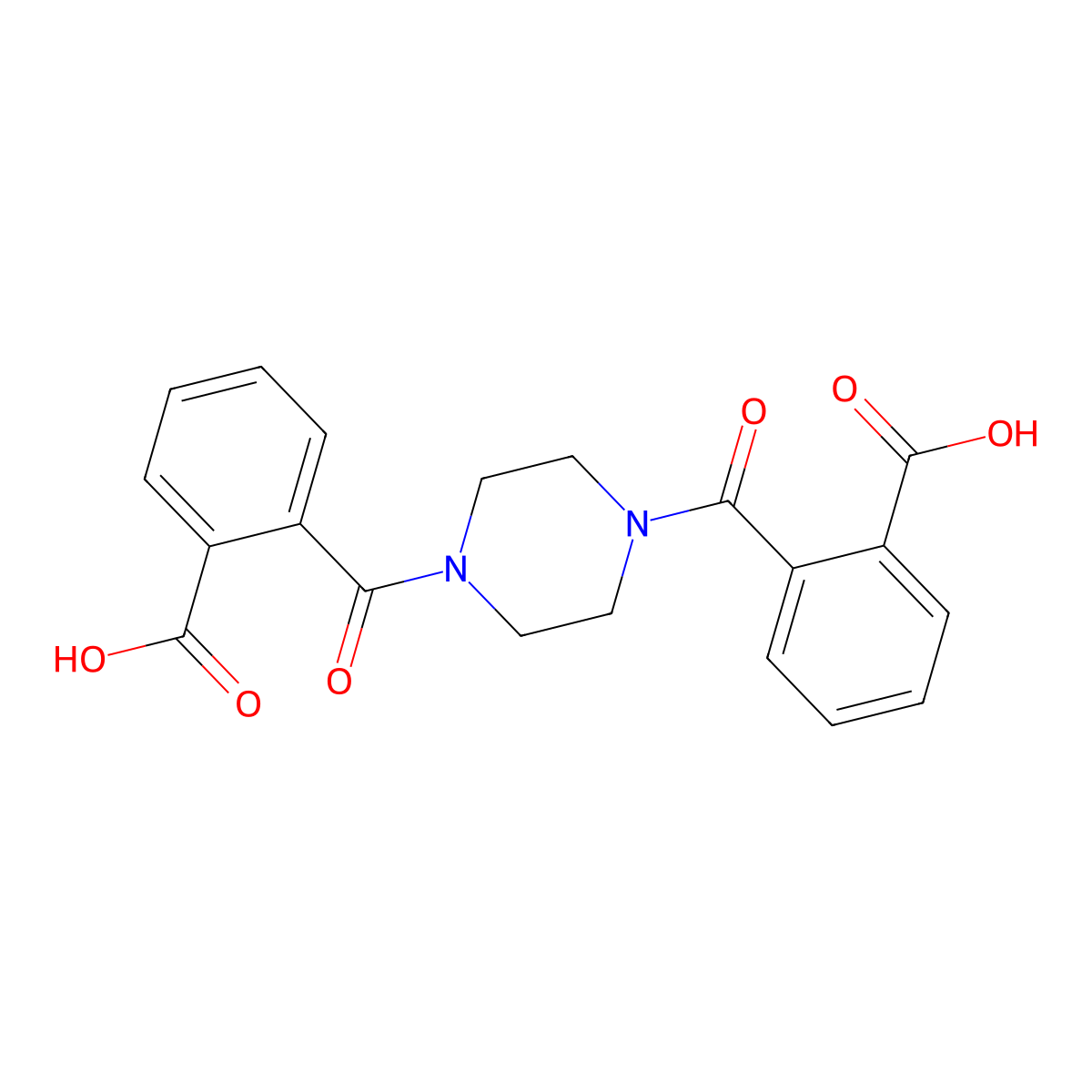 2-{[4-(2-Carboxybenzoyl)-1-piperazinyl]carbonyl}benzoic acid molecular structure, CAS 195526-67-1