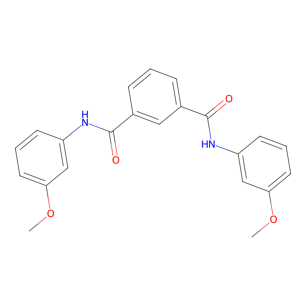 1-N,3-N-bis(3-methoxyphenyl)benzene-1,3-dicarboxamide molecular structure, CAS 195532-13-9