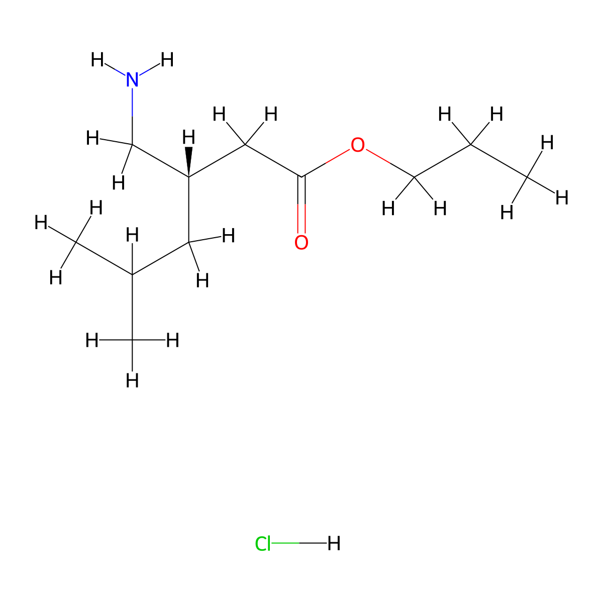 propyl (3S)-3-(aminomethyl)-5-methylhexanoate hydrochloride molecular structure, CAS 1955473-51-4