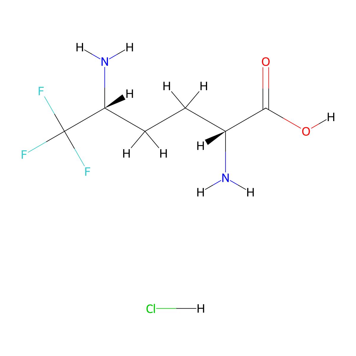 (2R,5R)-2,5-diamino-6,6,6-trifluorohexanoic acid hydrochloride molecular structure, CAS 1955473-60-5