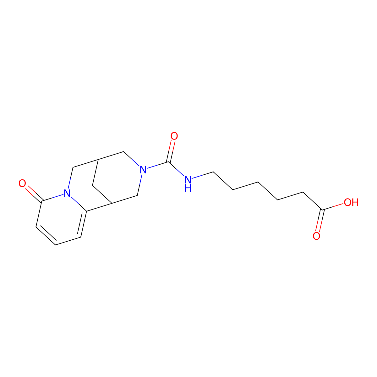 6-({[(1S,5R)-8-oxo-1,5,6,8-tetrahydro-2H-1,5-methanopyrido[1,2-a][1,5]diazocin-3(4H)-yl]carbonyl}amino)hexanoic acid molecular structure, CAS 1955473-65-0