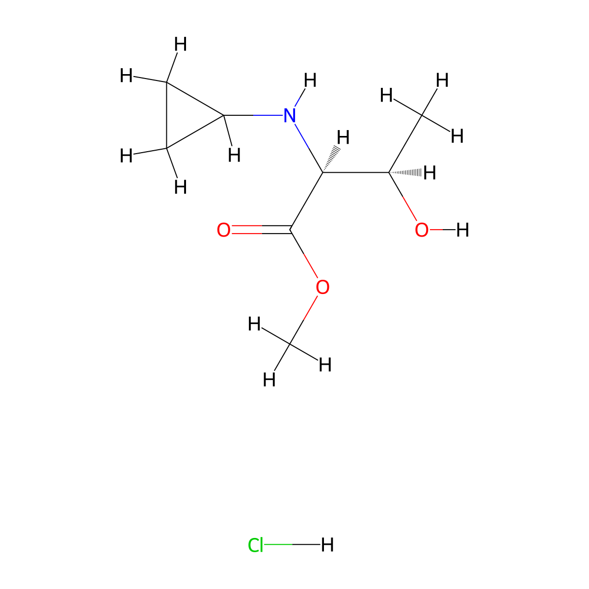 methyl (2S,3R)-2-(cyclopropylamino)-3-hydroxybutanoate hydrochloride molecular structure, CAS 1955473-67-2