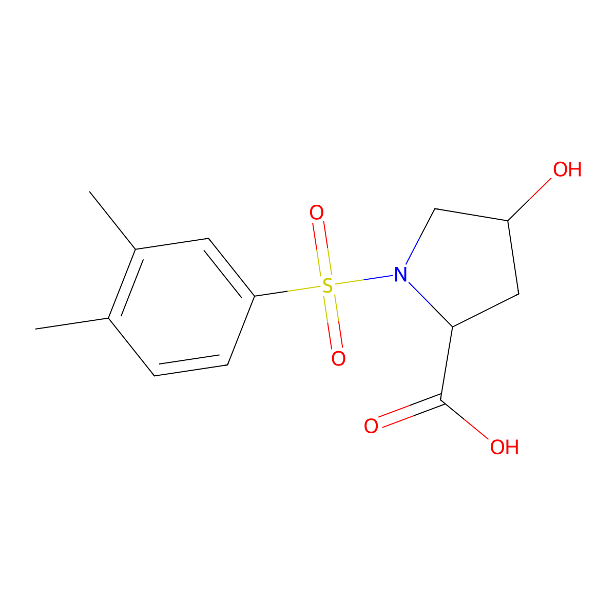 (2S,4R)-1-[(3,4-dimethylphenyl)sulfonyl]-4-hydroxypyrrolidine-2-carboxylic acid molecular structure, CAS 1955473-73-0