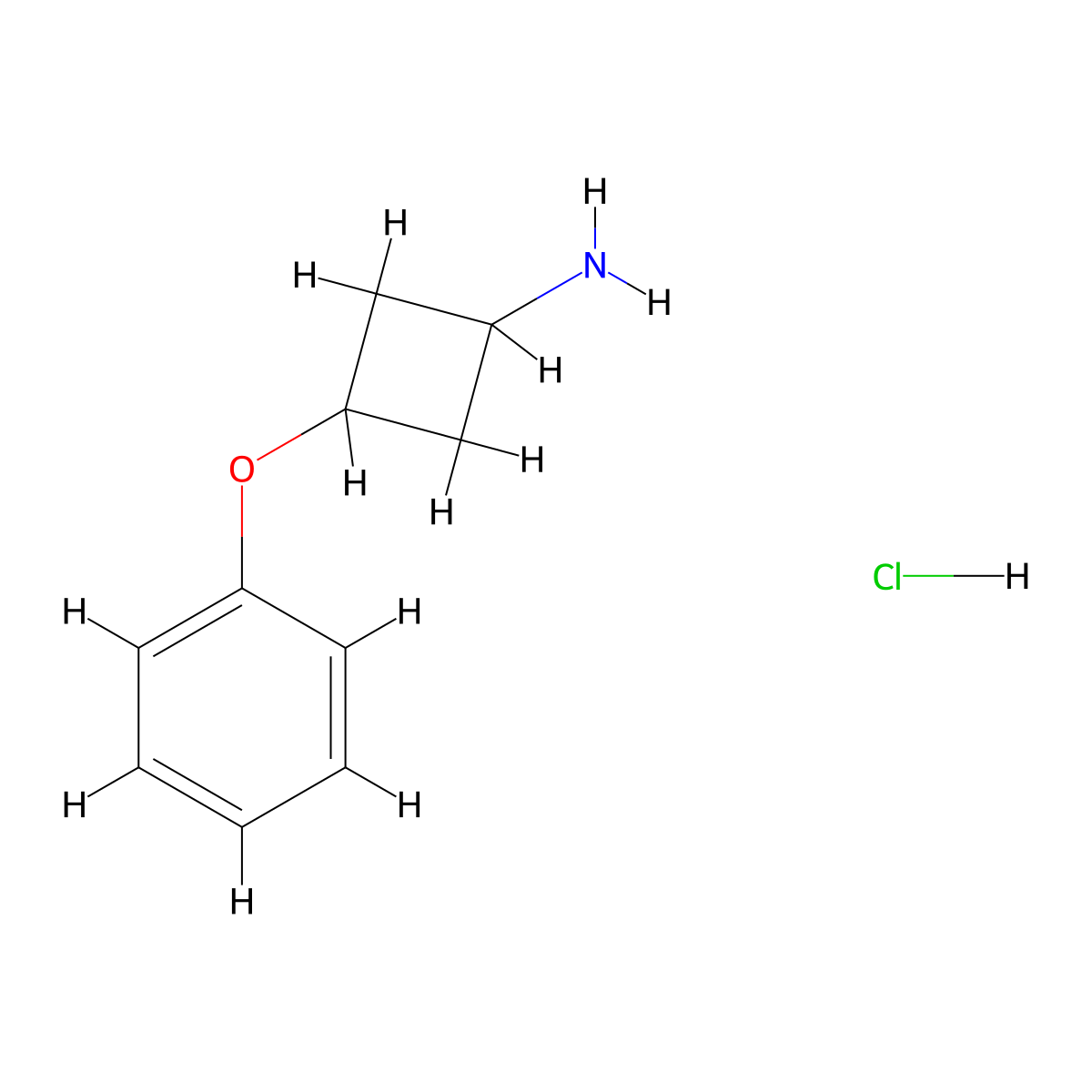 (1R,3R)-3-phenoxycyclobutanamine hydrochloride molecular structure, CAS 1955473-81-0