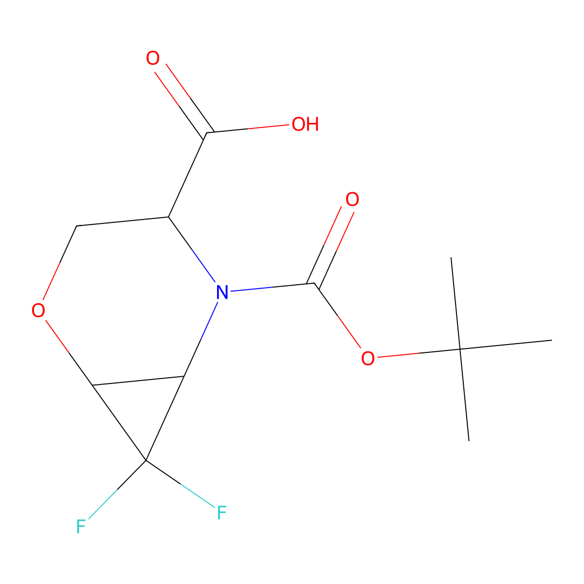 (1S,4S,6R)-5-[(tert-butoxy)carbonyl]-7,7-difluoro-2-oxa-5-azabicyclo[4.1.0]heptane-4-carboxylic acid molecular structure, CAS 1955473-86-5