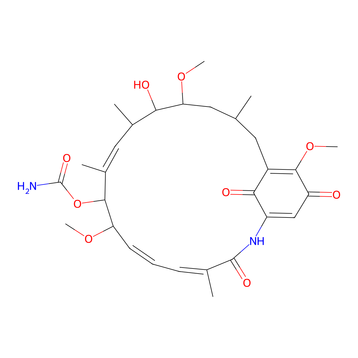 (4E,6E,8S,9S,10E,12S,13R,14S,16R)-13-hydroxy-8,14,19-trimethoxy-4,10,12,16-tetramethyl-3,20,22-trioxo-2-azabicyclo[16.3.1]docosa-1(21),4,6,10,18-pentaen-9-yl carbamate molecular structure, CAS 1955474-12-0