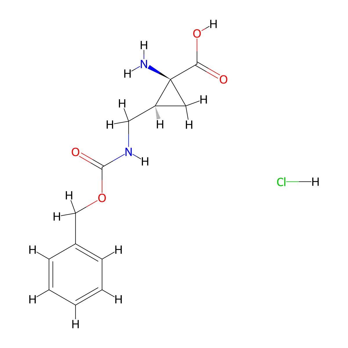(1S,2S)-1-Amino-2-({[(benzyloxy)carbonyl]amino}methyl)cyclopropane-1-carboxylic acid hydrochloride molecular structure, CAS 1955474-13-1